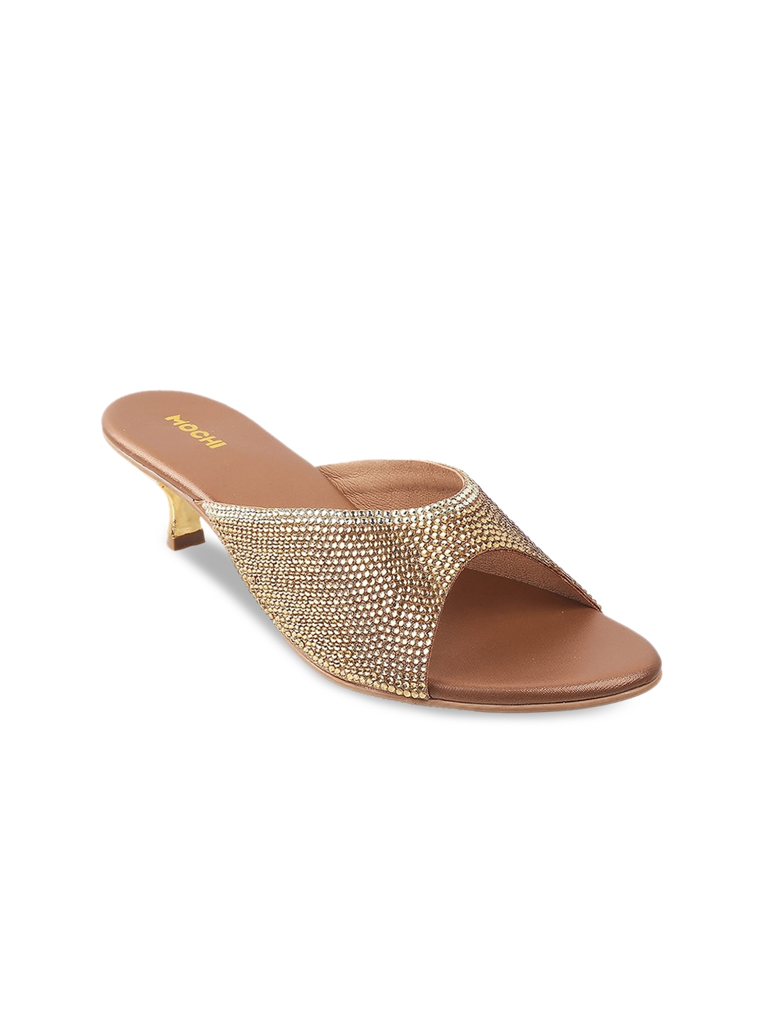 Buy Mochi Gold Toned Embellished Wedge Sandals - Heels for Women ...