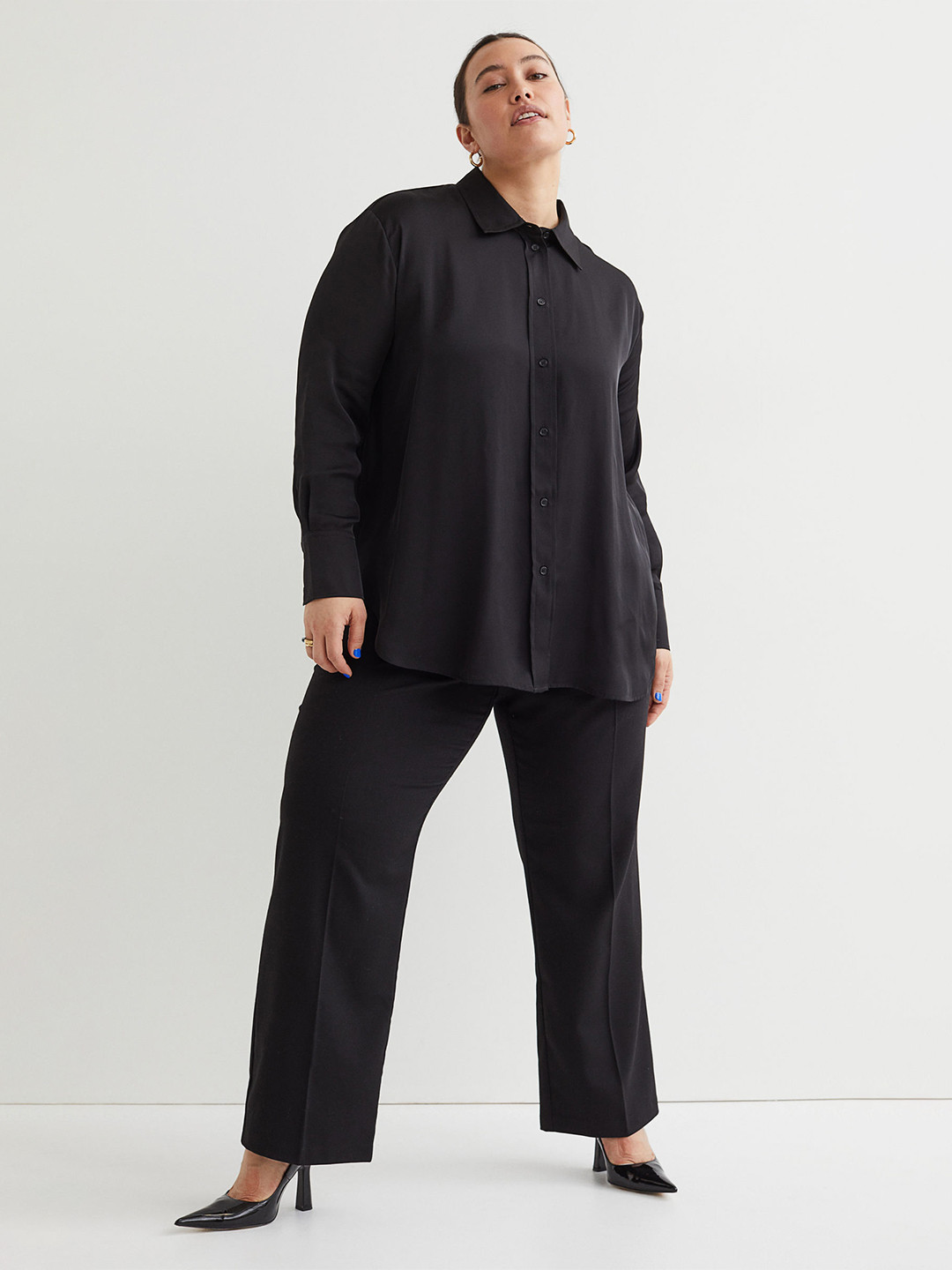 Buy H&M+ Women Black Shirt With A Sheen Shirts for Women 17124162