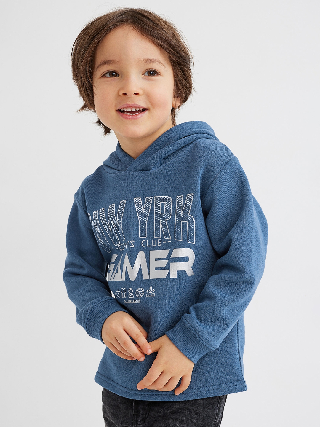 Buy H&M Boys Blue Printed Hoodie - Sweatshirts for Boys 17124314 | Myntra