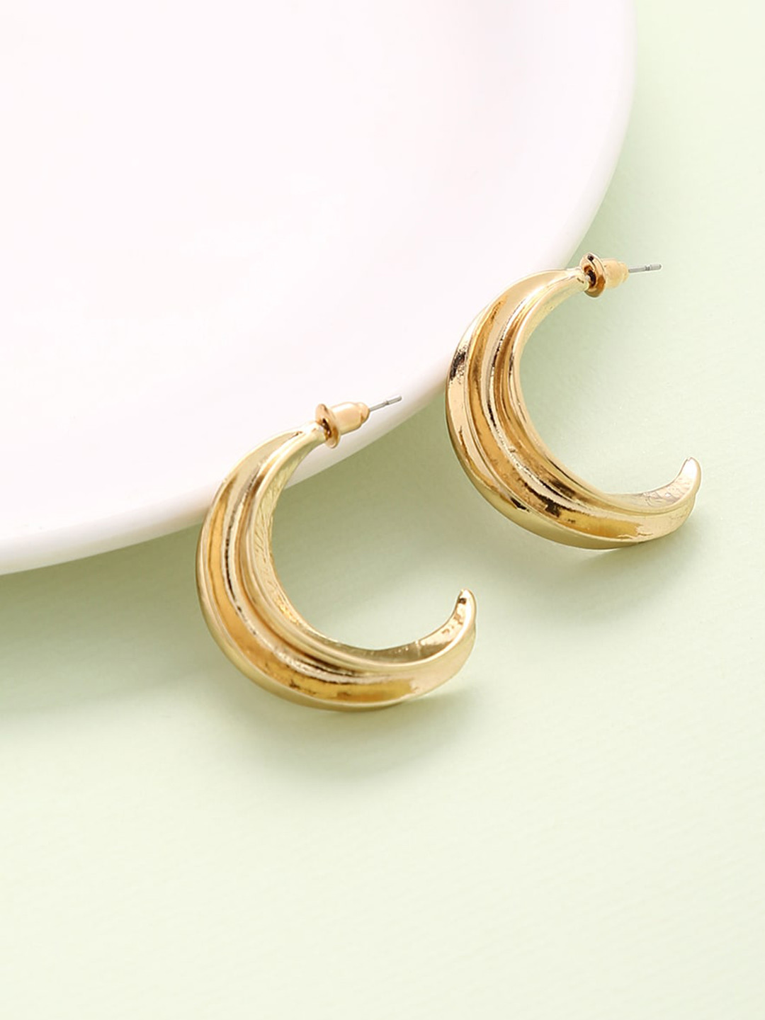 Buy Justpeachy Gold Toned Contemporary Half Hoop Earrings Earrings for Women 17125704 Myntra