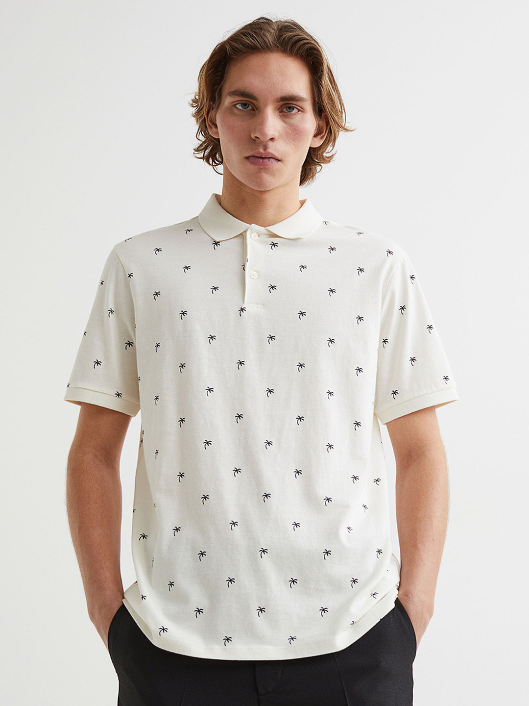 Buy H&M Men White & Black Slim Fit Patterned Polo Shirt - Tshirts for ...