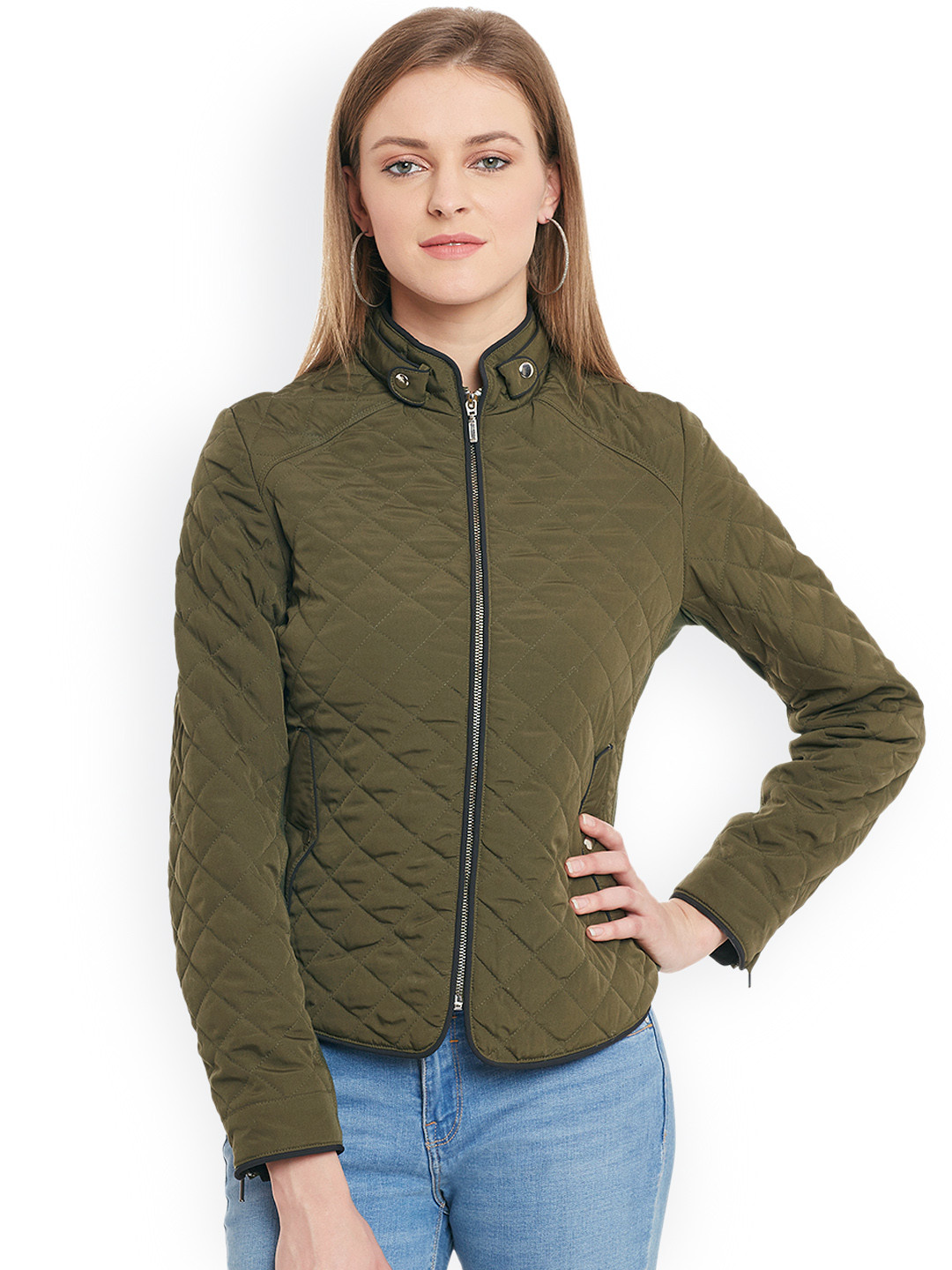 Buy Blue Sequin Olive Green Quilted Jacket - Jackets for Women 1712771 ...