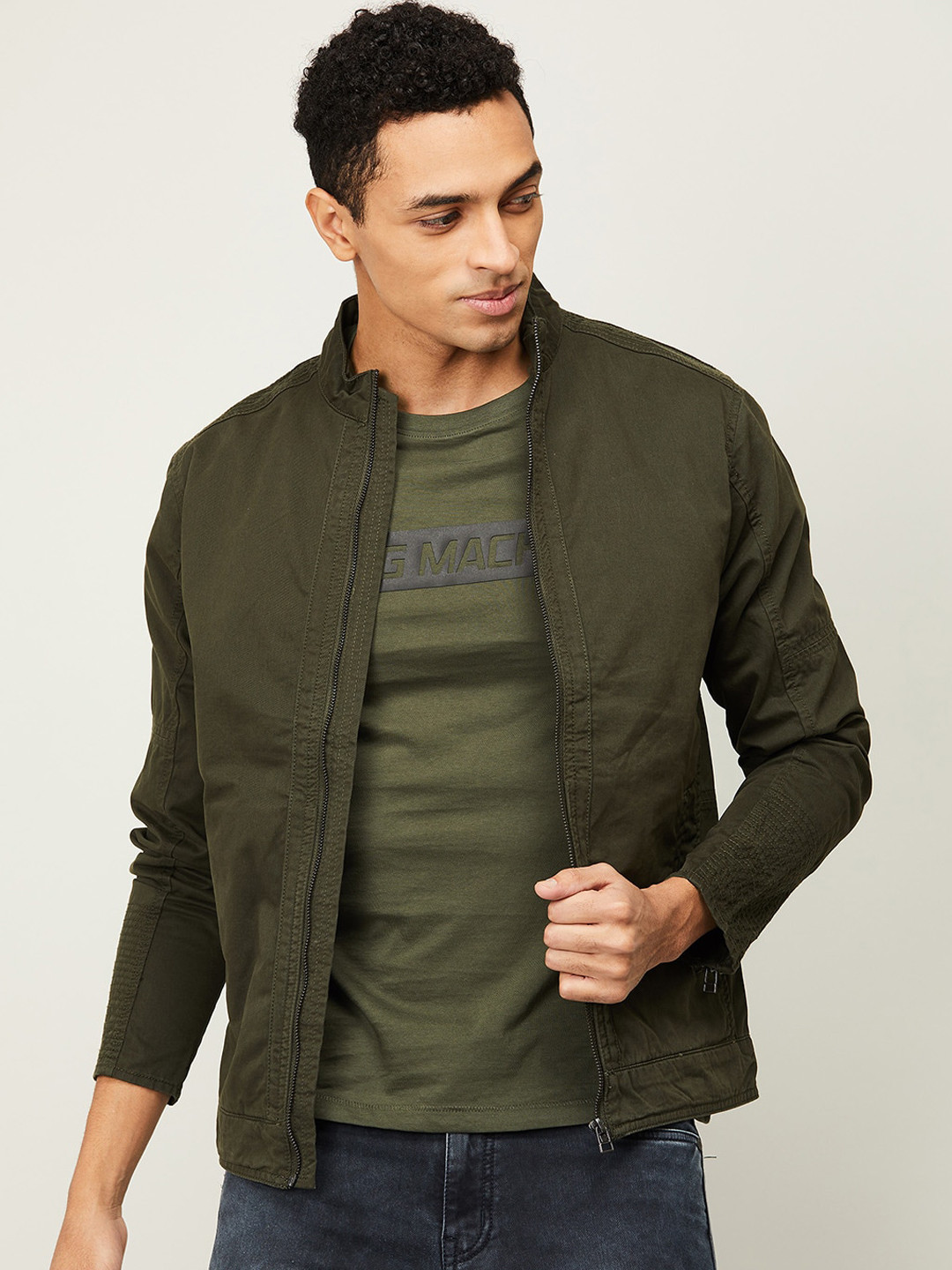 Buy Forca By Lifestyle Men Olive Green Lightweight Tailored Jacket