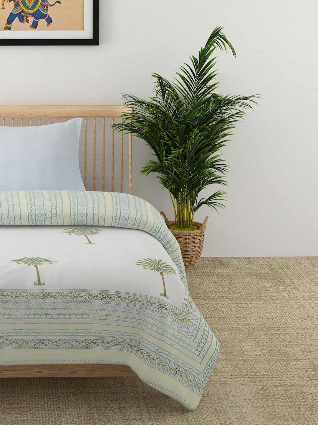 Buy EK BY EKTA KAPOOR White & Blue Jharokha 120 GSM Single Bed Dohar