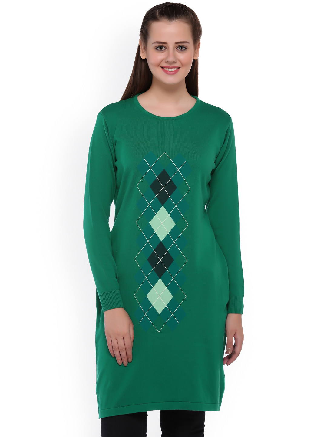 Buy Club York Green Longline Sweater - Sweaters for Women 1713798 | Myntra