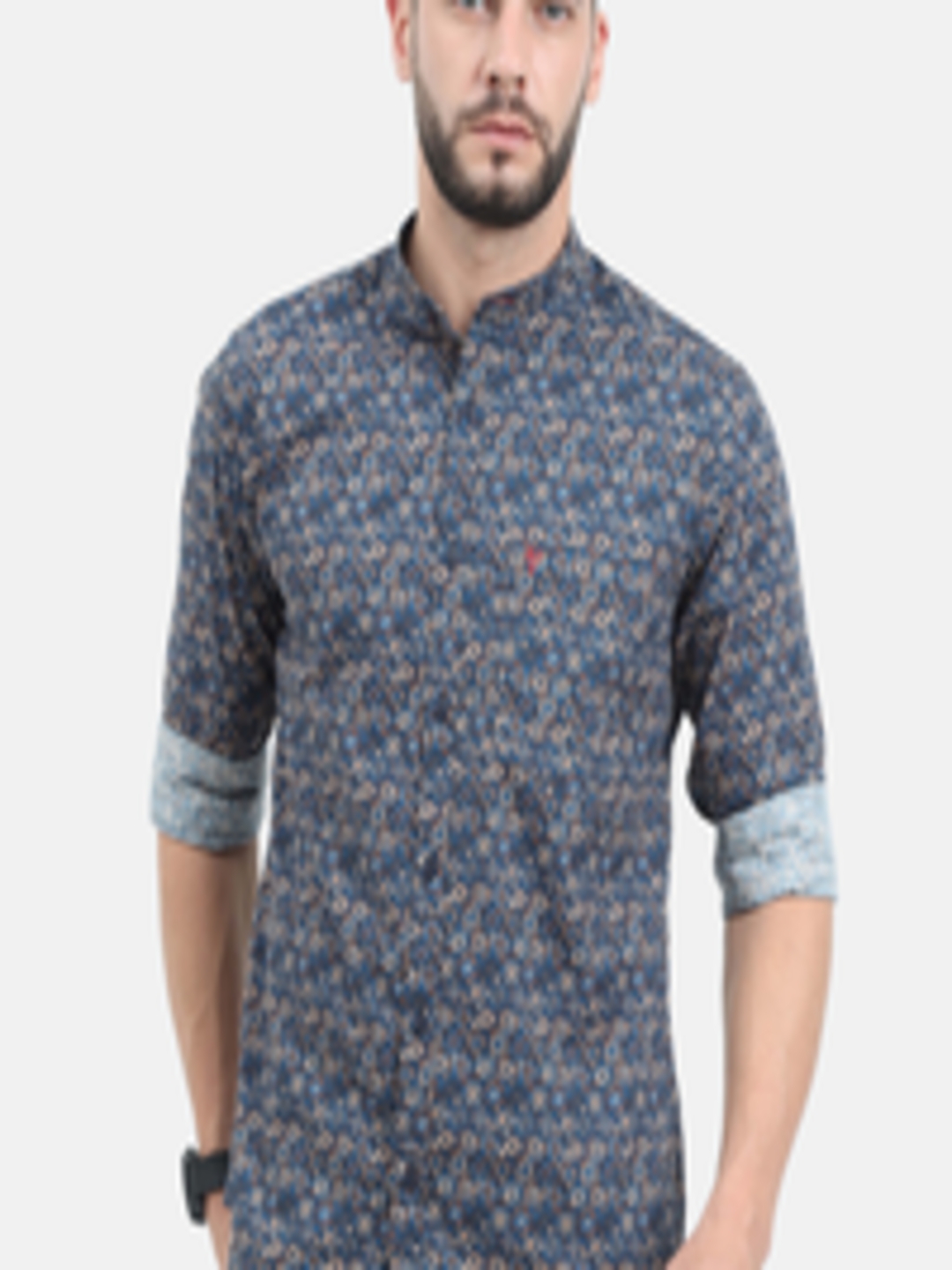 Buy VUDU Men Blue Comfort Printed Cotton Casual Shirt - Shirts for Men ...
