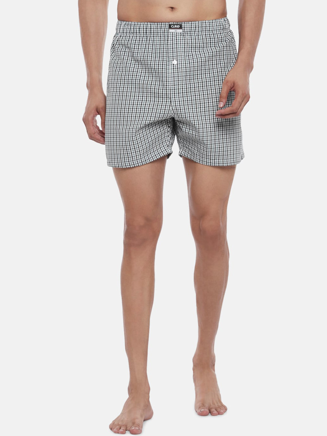 Buy Ajile By Pantaloons Men White & Black Checked Pure Cotton Boxers