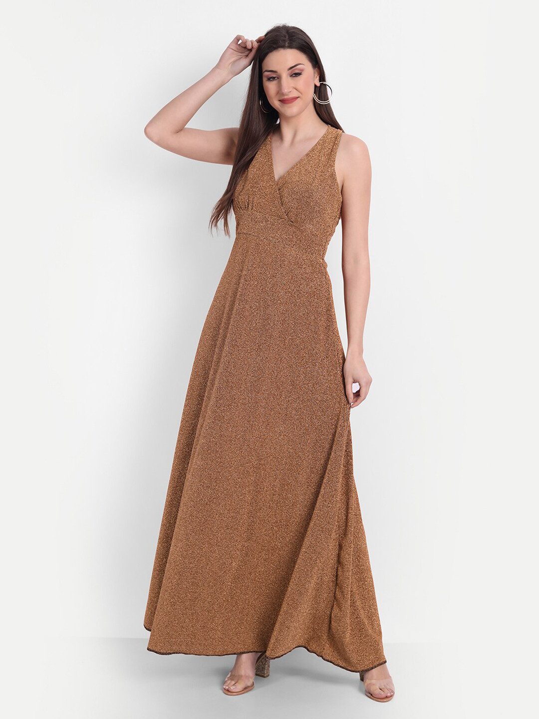 Buy BROADSTAR Mustard Brown Embellished Styled Back Maxi Dress Dresses for Women 17143008 Myntra