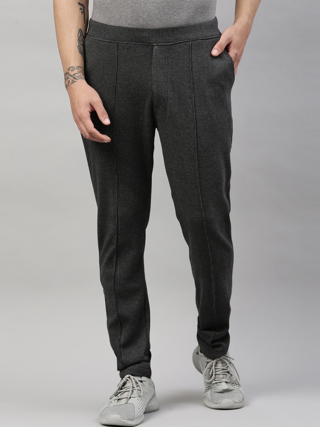 checked track pants