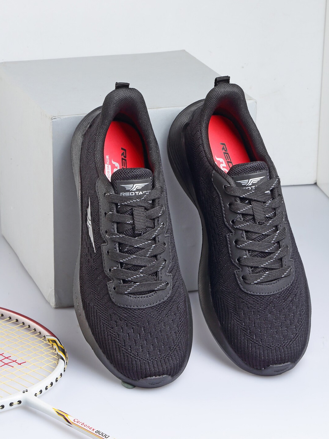 Buy Red Tape Women Black Textile Walking Shoes - Sports Shoes for Women ...