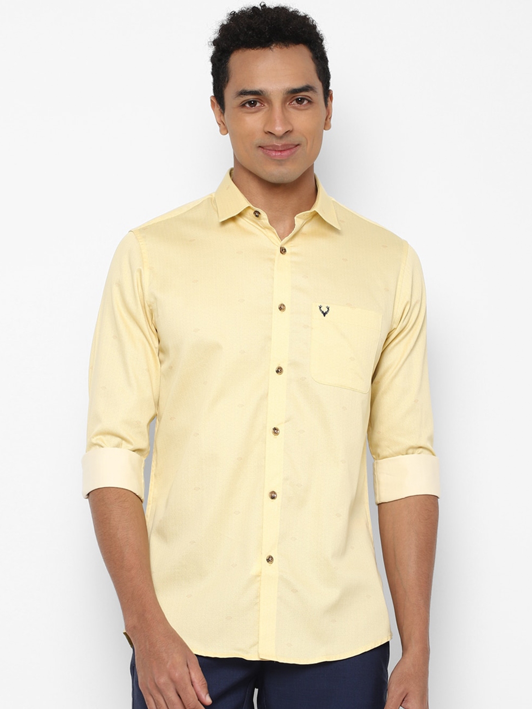 Buy Allen Solly Men Yellow Slim Fit Casual Shirt - Shirts for Men ...
