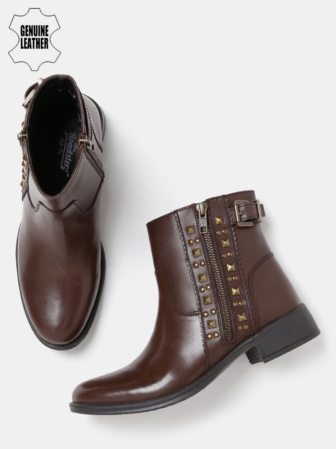 womens flat boots brown