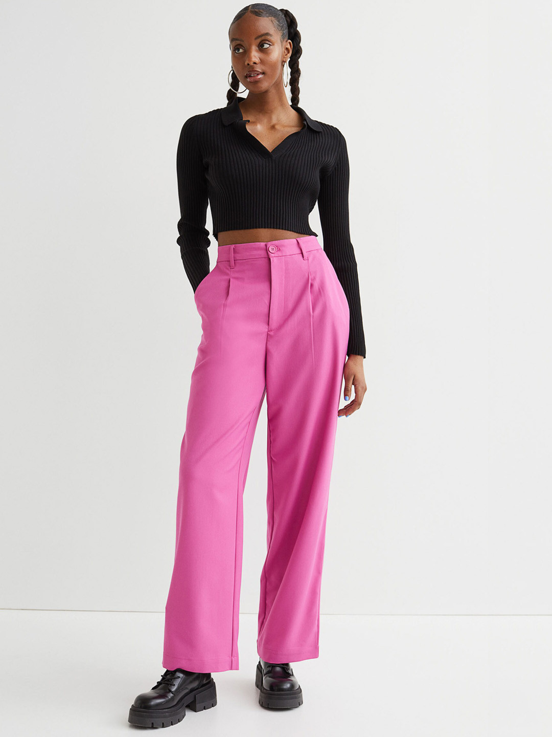 Buy H&M Women Pink Tailored Trousers Trousers for Women 17155638 Myntra