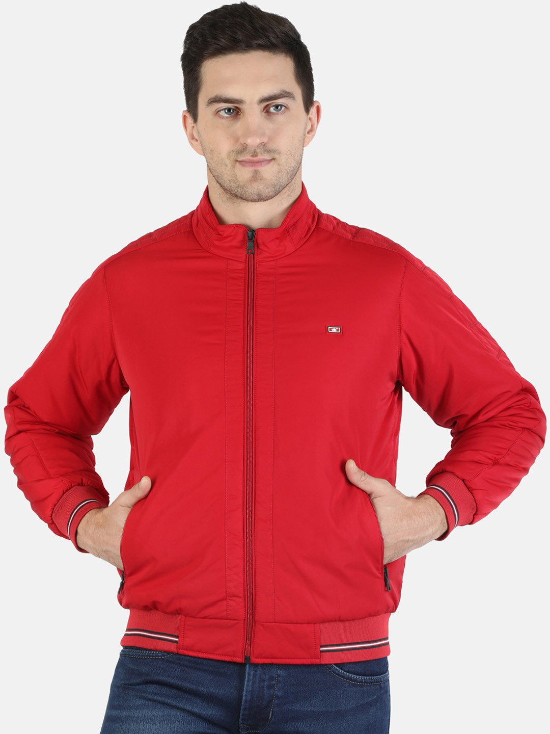 Buy Monte Carlo Men Red Solid Bomber Jacket Jackets for Men 17157778