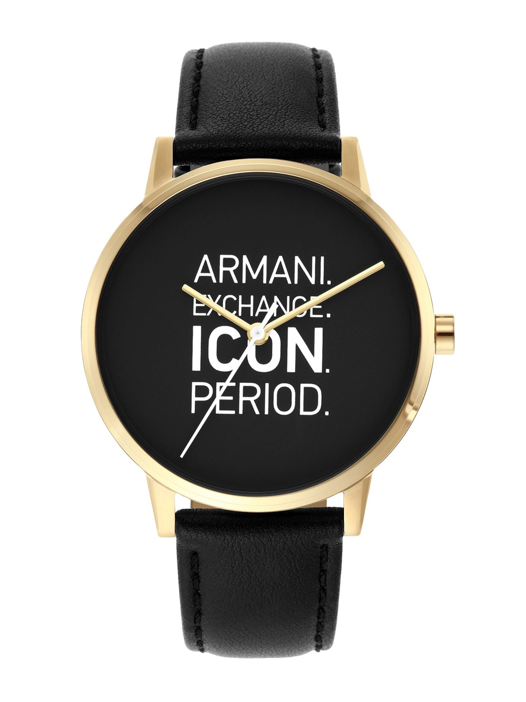 Buy Armani Exchange Men Black Printed Dial & Black Leather Straps