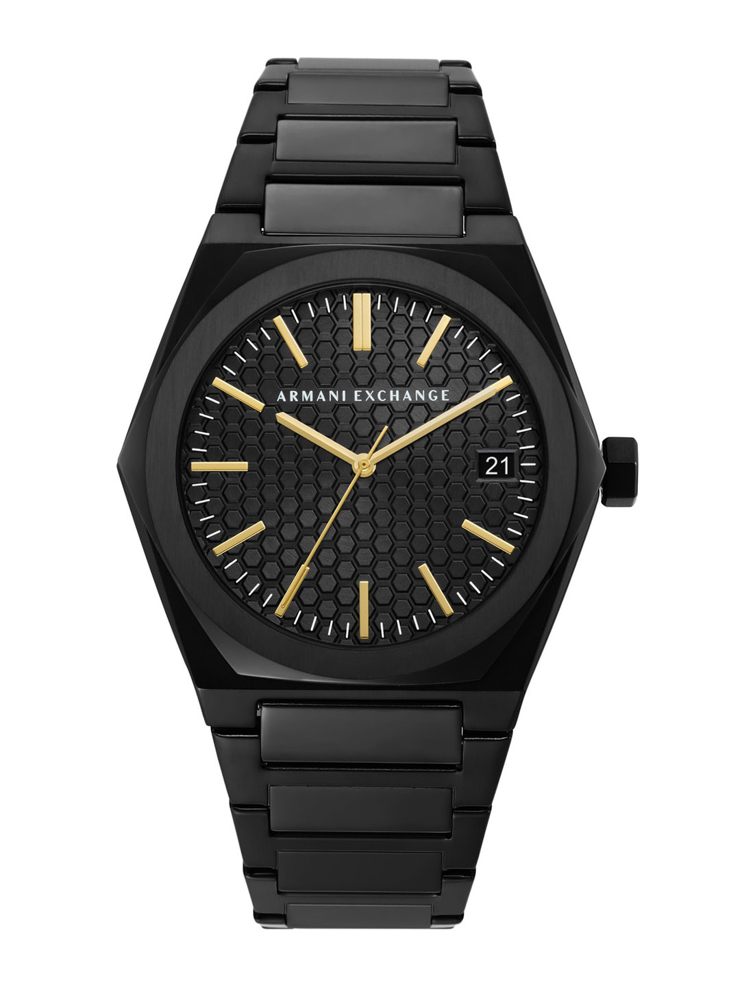 Buy Armani Exchange Men Black Dial & Black Stainless Steel Straps ...