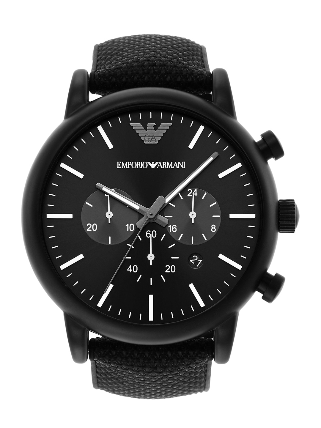 Buy Emporio Armani Men Black Dial & Black Leather Straps Analogue Watch ...