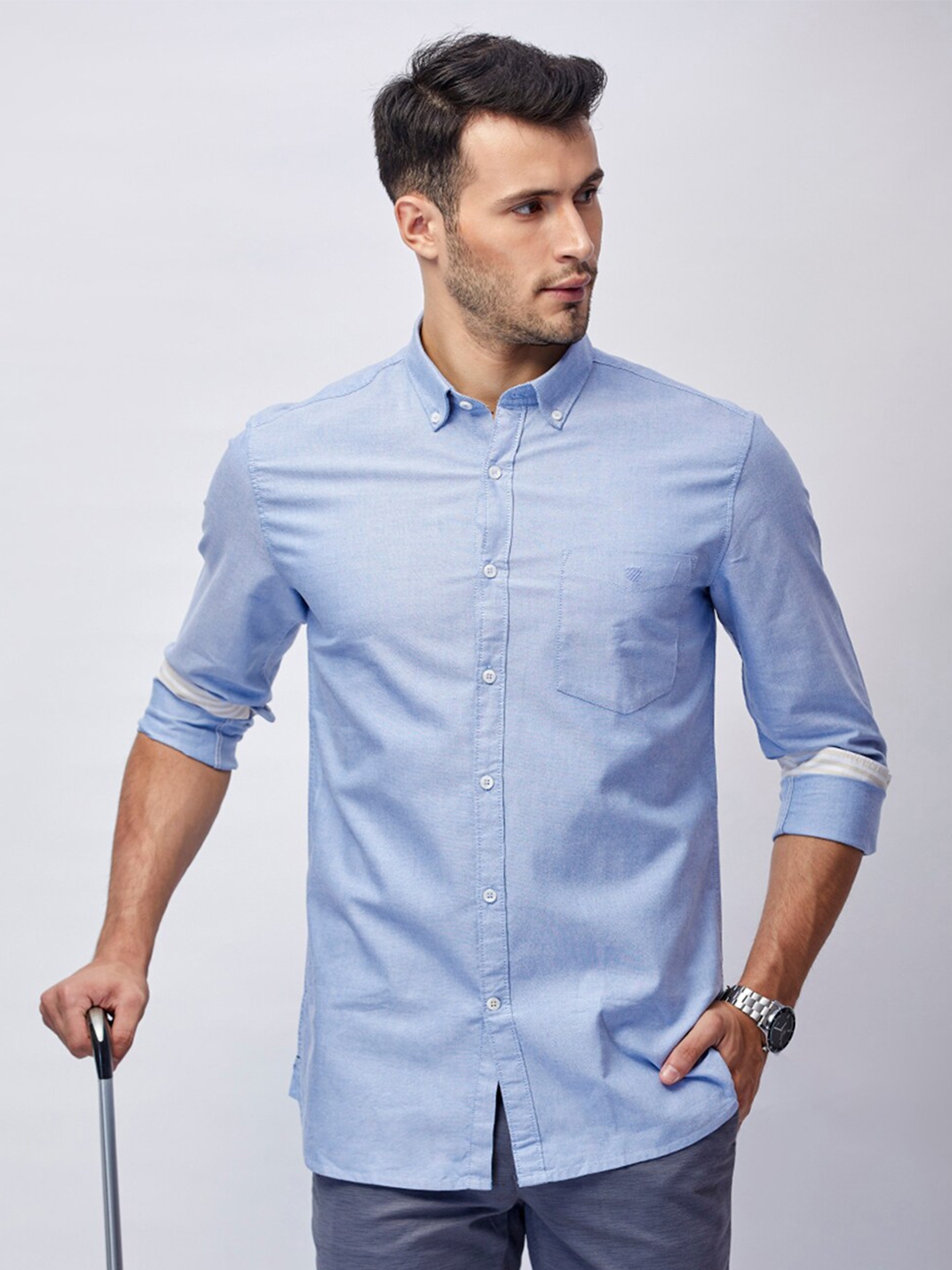 Buy J Hampstead Men Blue Classic Slim Fit Cotton Formal Shirt - Shirts ...