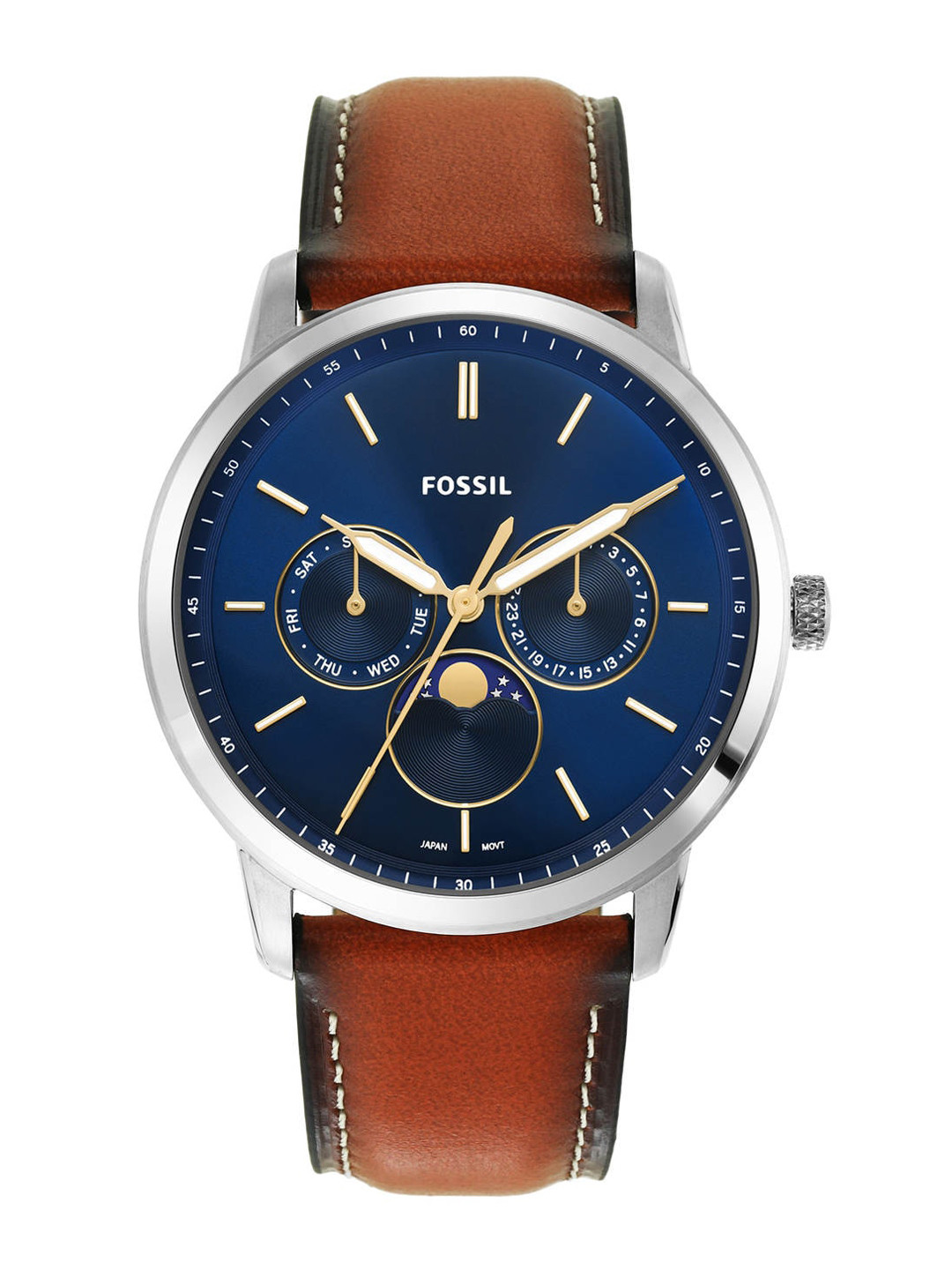 Buy Fossil Men Blue Dial & Brown Leather Straps Analogue Watch FS5903