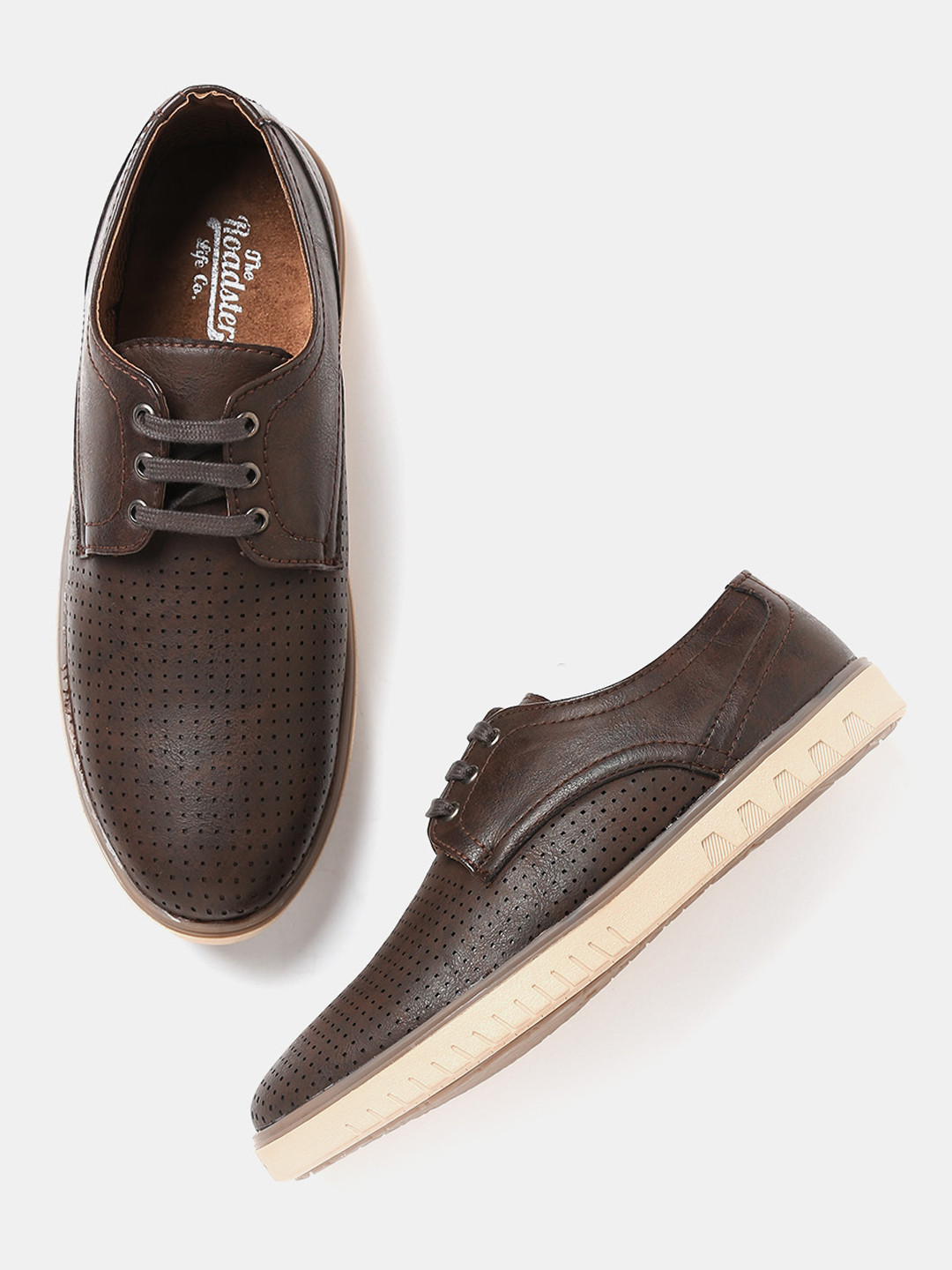 Buy Roadster Men Coffee Brown Cut Out Derbys Casual Shoes for Men
