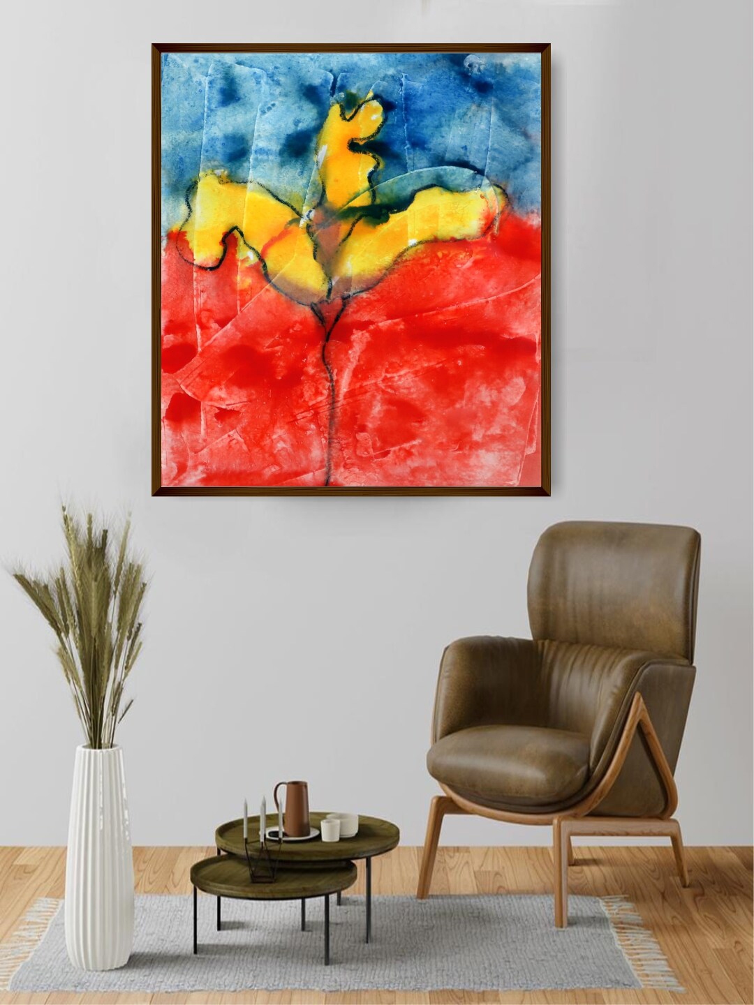 Buy The Art House Red & Blue Abstract Painting Wall Art - Wall Art for ...