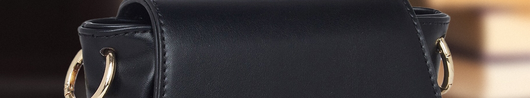 Buy 20Dresses Black PU Structured Sling Bag With Detachable String ...