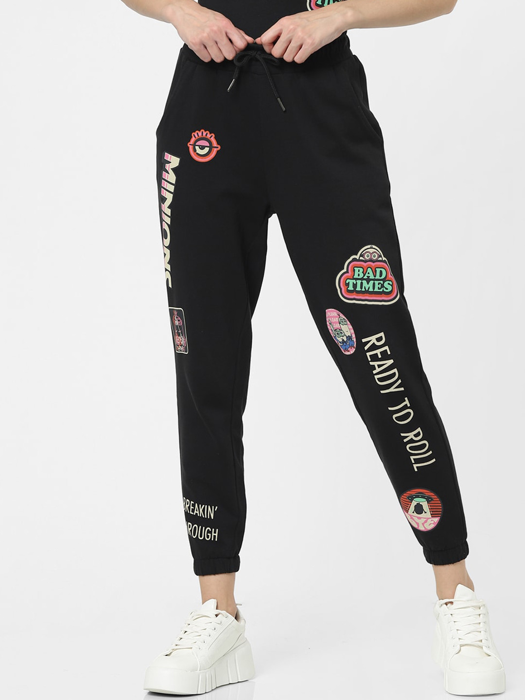 Buy ONLY Women Black Cotton Joggers Track Pants for Women 17169954