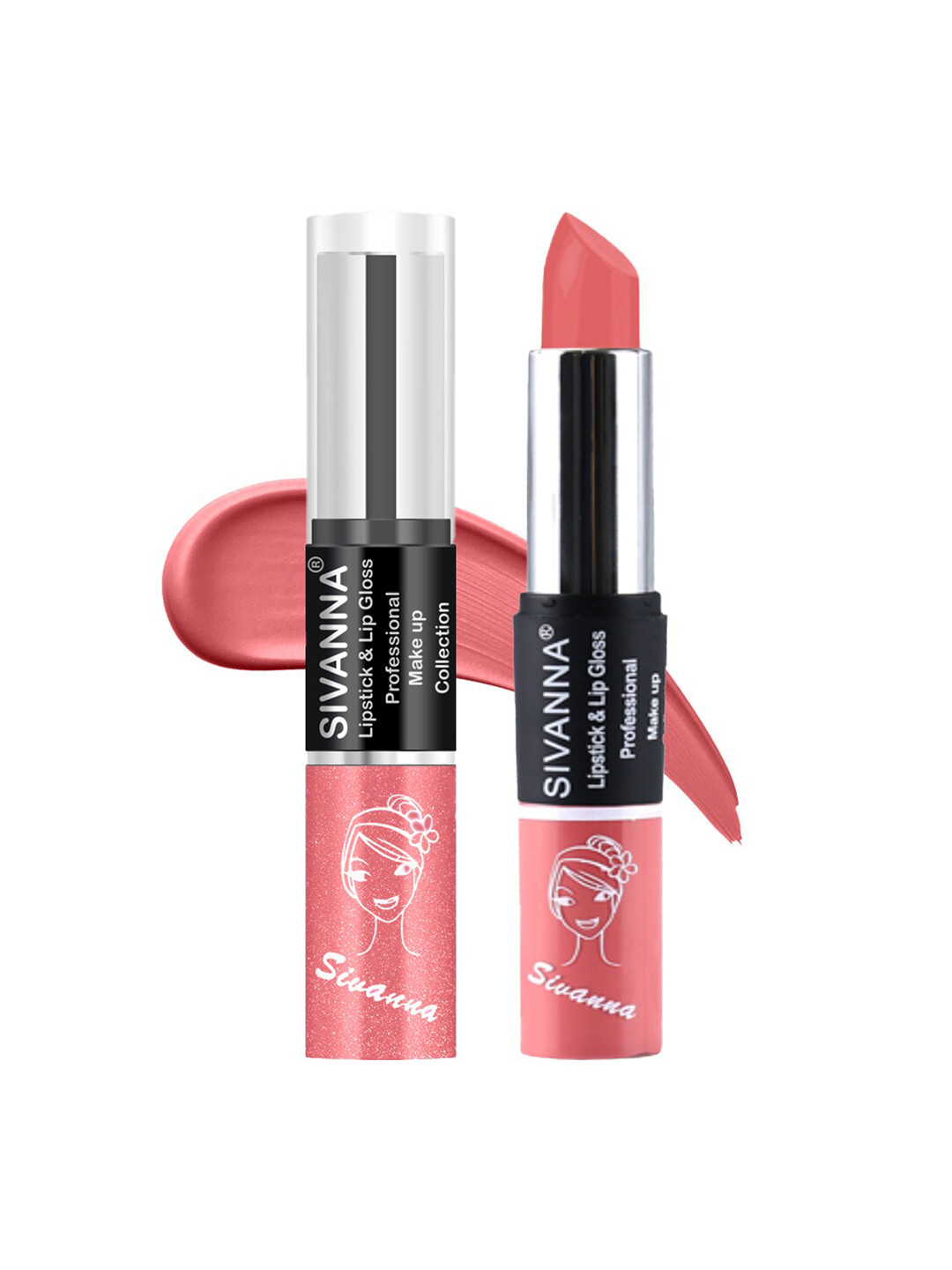 Buy Sivanna Colors 2 In 1 Professional Makeup Lipstick & Lip Gloss DK061 24 Lipstick for Women