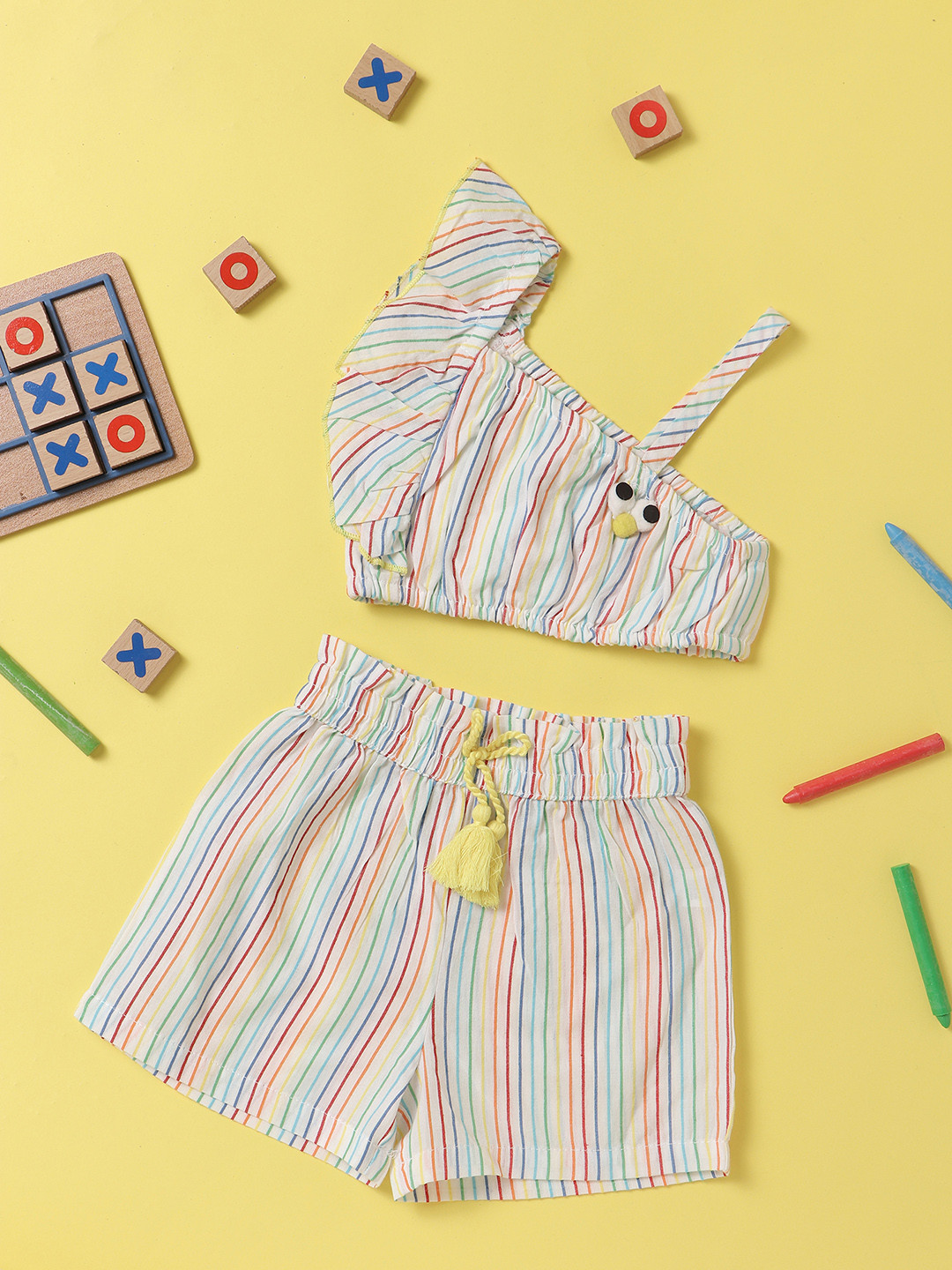Nauti Nati Infant Girls Striped Layered Rompers