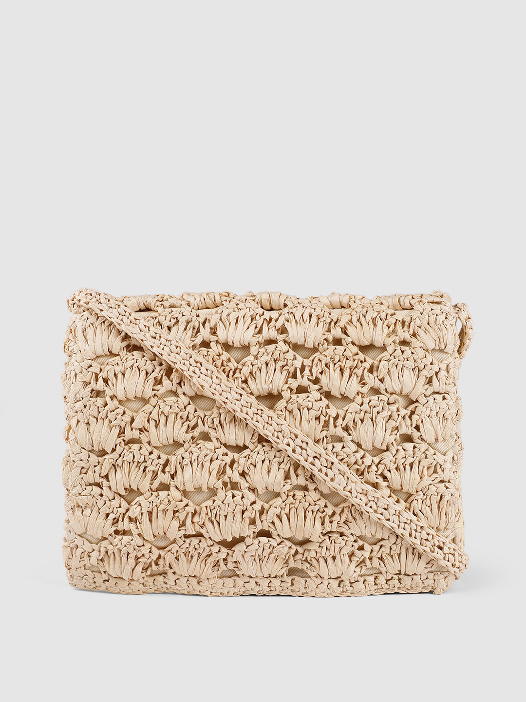 Buy Accessorize Cream Coloured Textured Structured Sling Bag Handbags