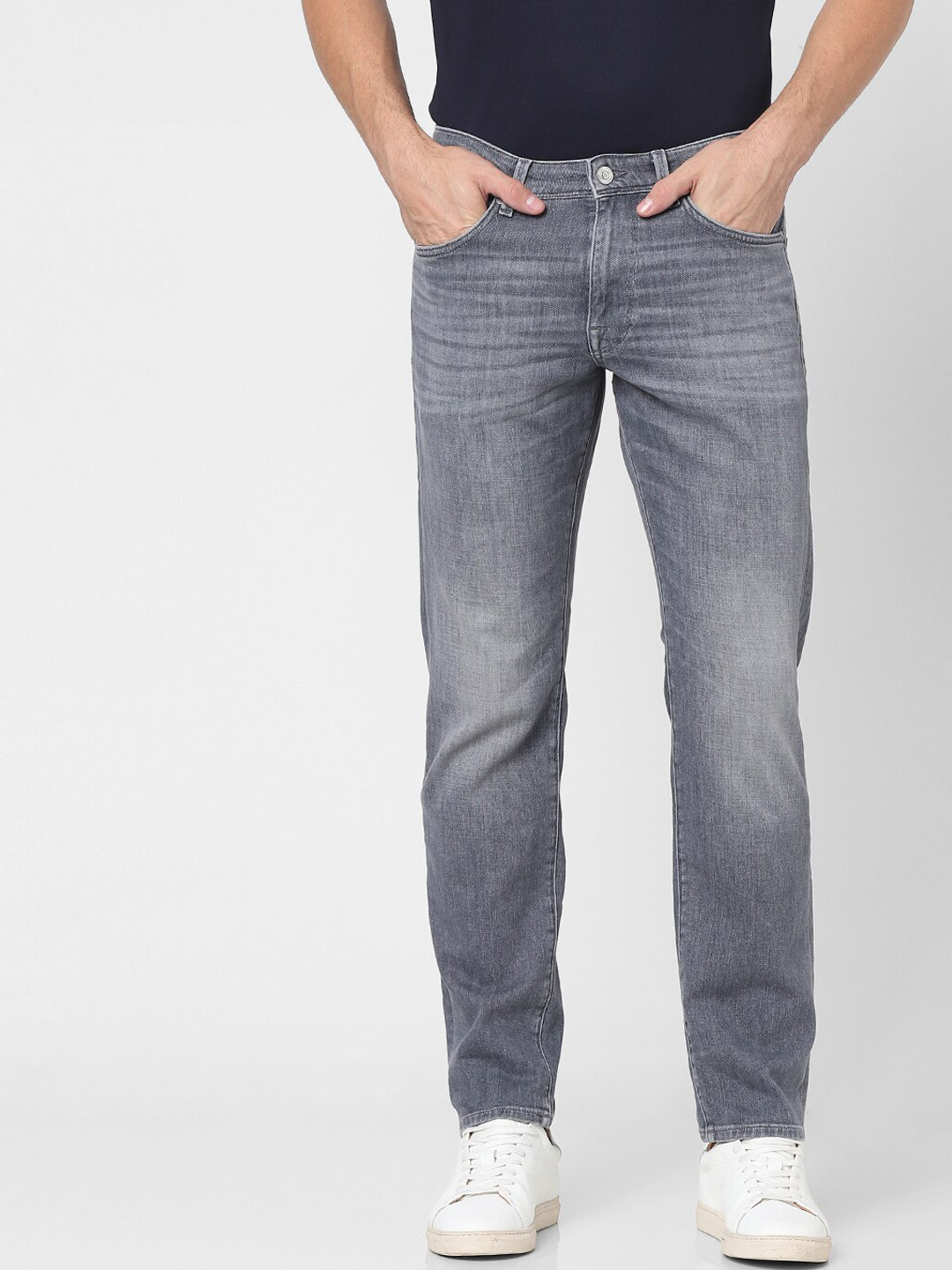 Buy SELECTED Men Grey Organic Cotton Straight Fit Jeans Jeans for Men