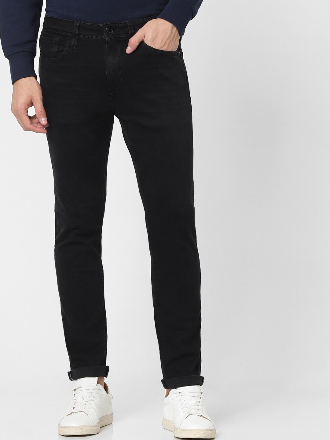 Buy SELECTED Men Black Slim Fit Organic Cotton Jeans - Jeans for Men ...