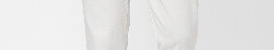 Buy SELECTED Men White Solid Slim Fit Organic Cotton Regular Trousers ...