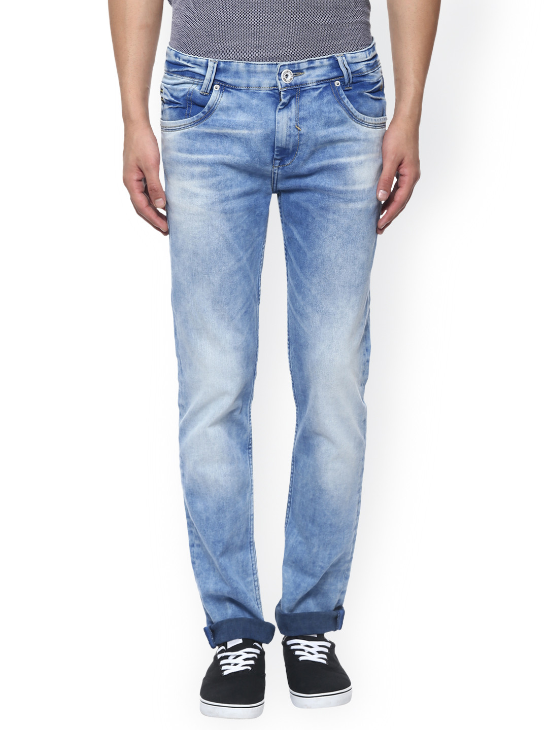 Buy Mufti Men Blue Narrow Fit Mid Rise Clean Look Jeans - Jeans for Men 1718199 | Myntra
