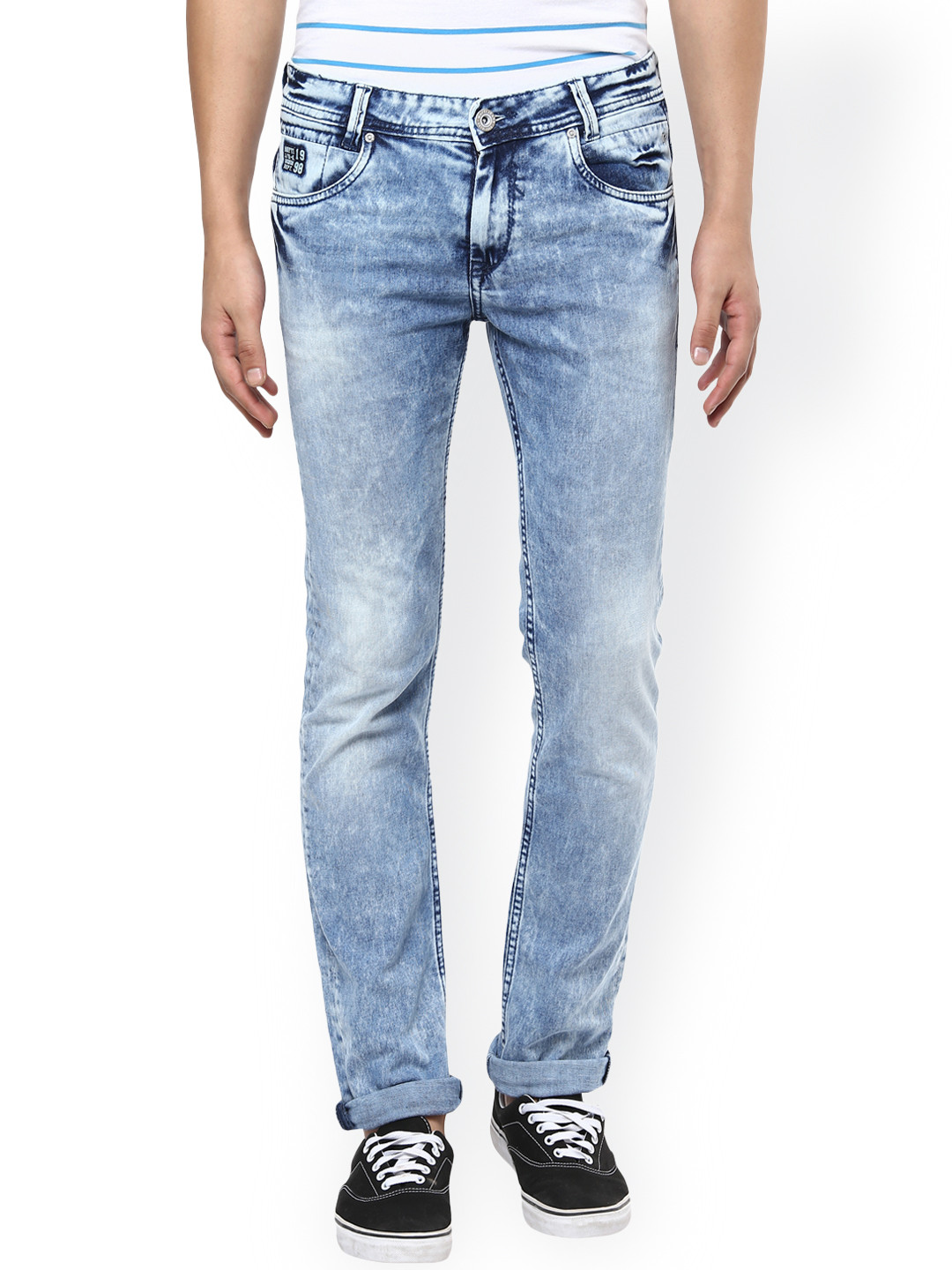 Buy Mufti Men Blue Super Slim Fit Acid Washed Stretchable Jeans - Jeans for Men 1718258 | Myntra