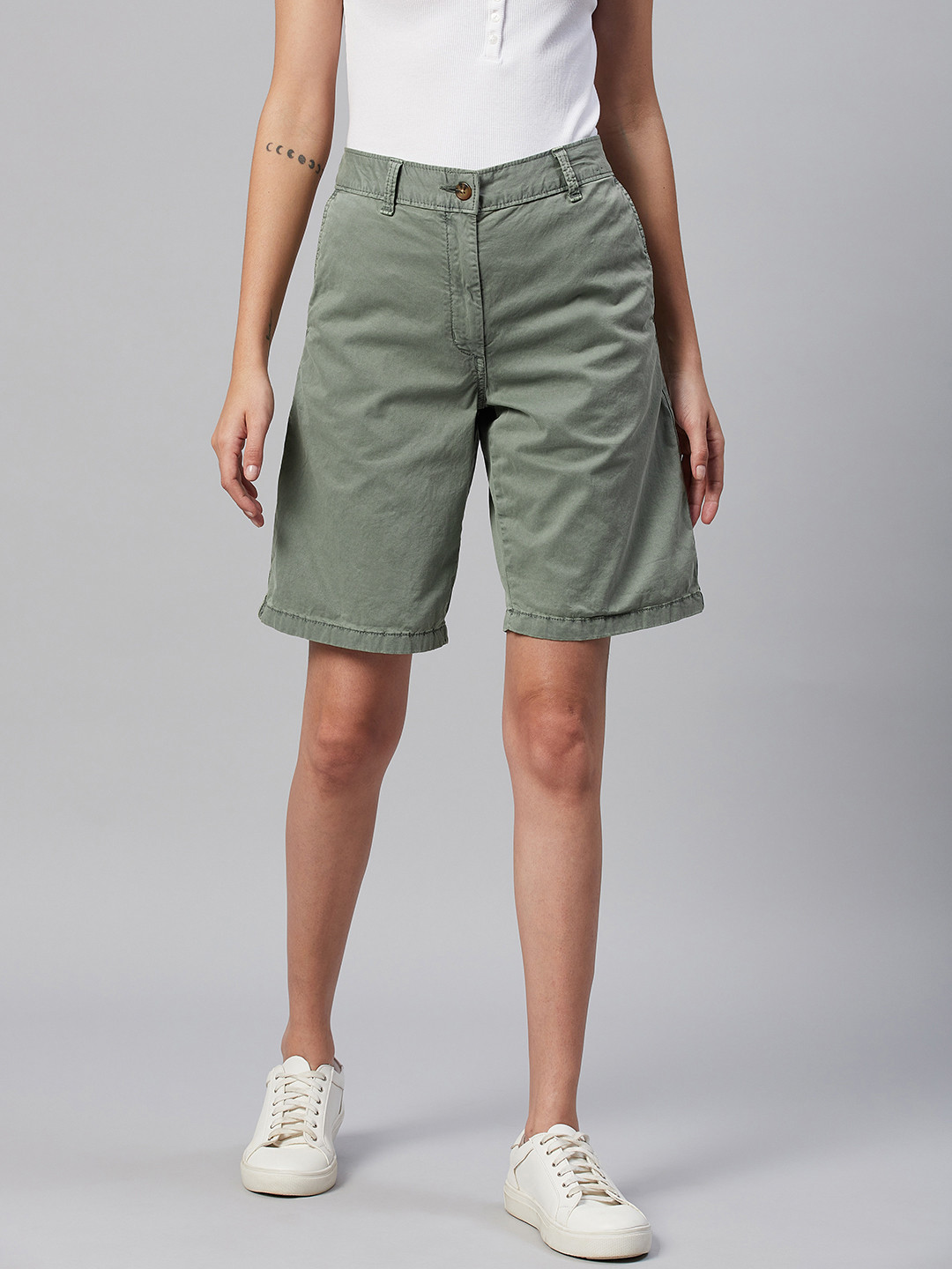 Buy Marks & Spencer Women Olive Green Shorts Shorts for Women