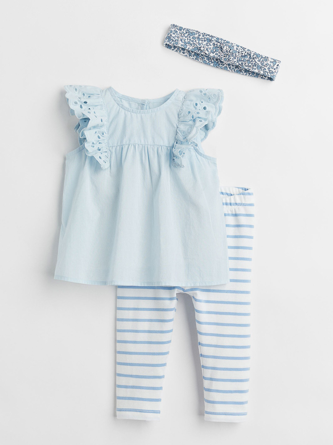 Buy H&M Girls Blue Solid 3 Piece Cotton Set Clothing Set for Girls