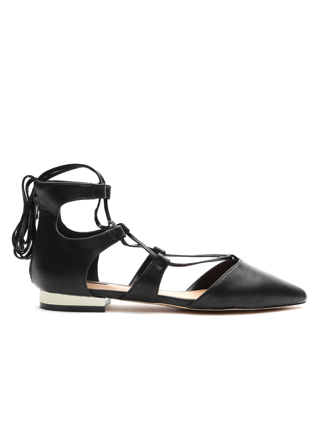 black tie up flats