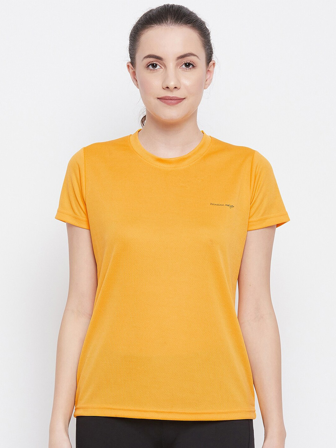 Buy PRINCINN MEYER Women Mustard Yellow Dri FIT T Shirt Tshirts for