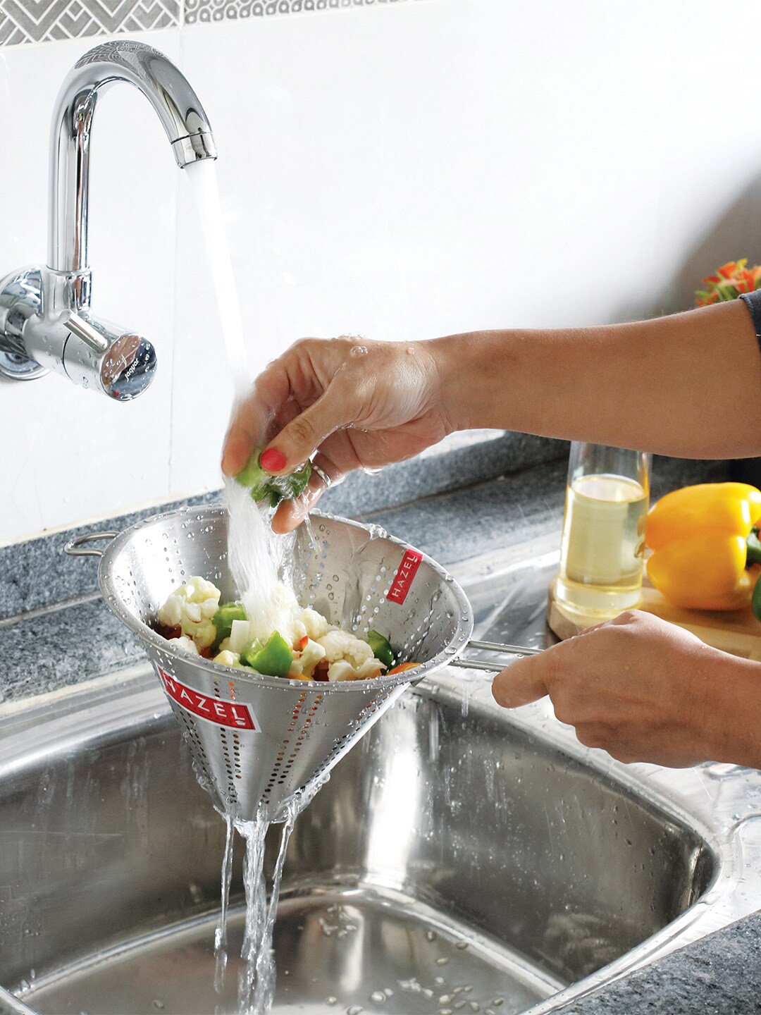 Buy HAZEL Silver Toned Rice Strainer Colander Strainer Sieves With Handle Baskets Drainer