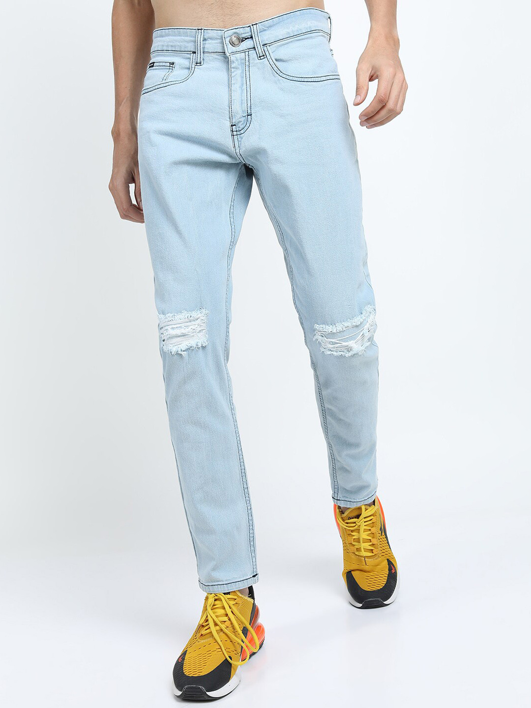 Buy HIGHLANDER Men Blue Tapered Fit Mildly Distressed Stretchable Jeans Jeans for Men 17194072