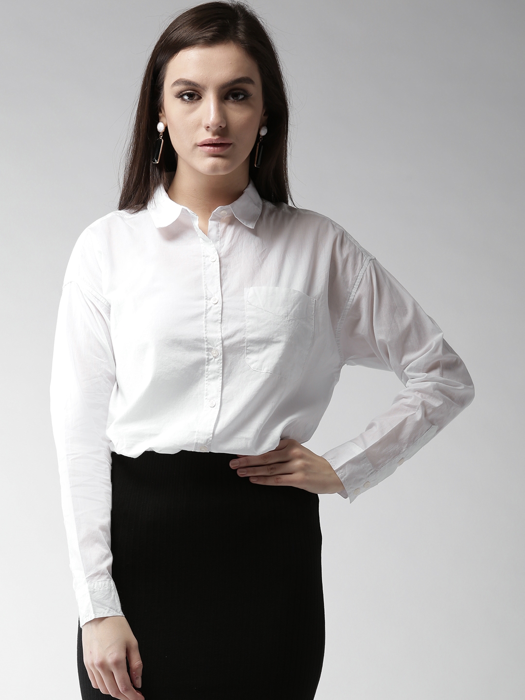 Buy FOREVER 21 Women White Solid Casual Shirt - Shirts for Women ...