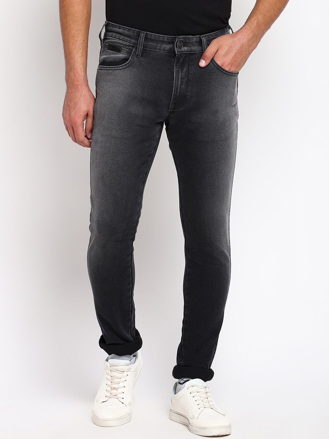 Buy Wrangler Men Grey Slim Fit Low Rise Light Fade Stretchable Jeans ...
