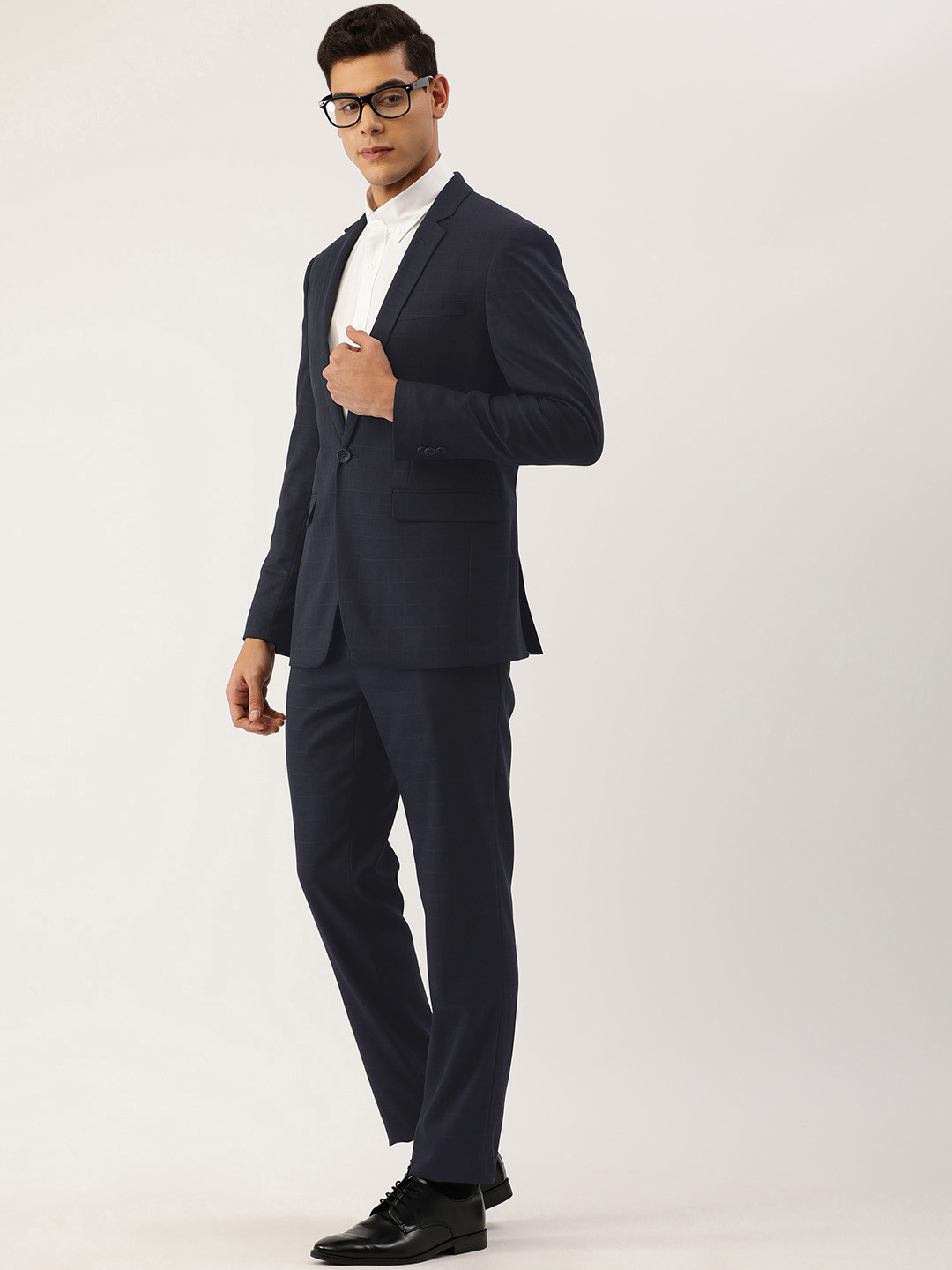 Buy Peter England Men Navy Blue Solid Two Piece Formal Suit Suits for