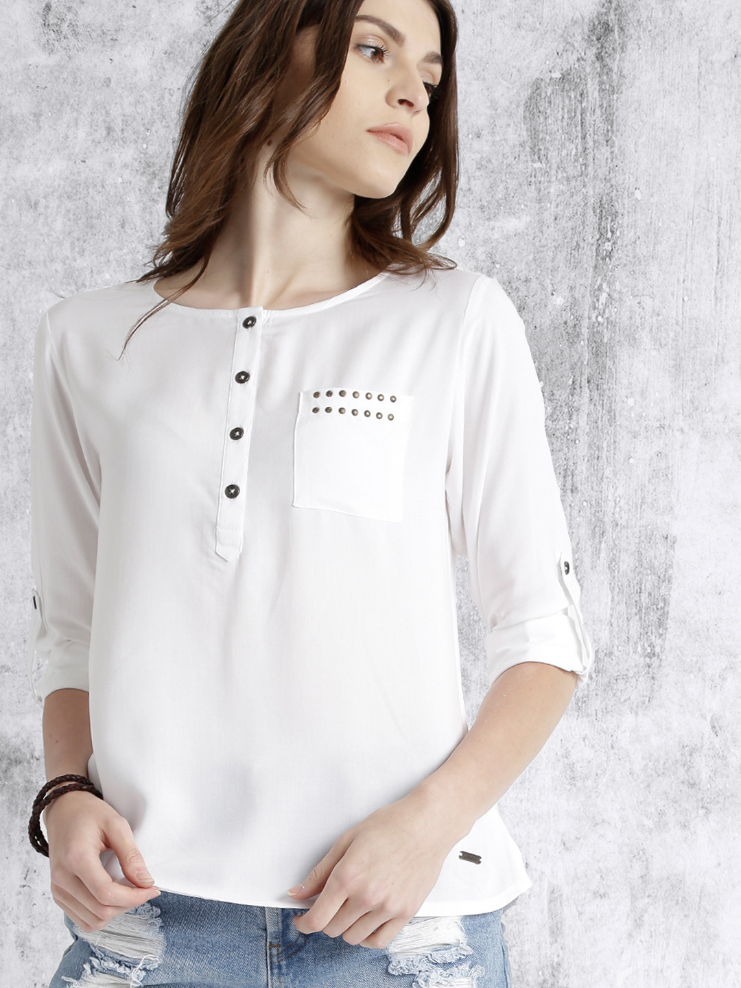 Buy Roadster White High Low Top - Tops for Women 1719932 | Myntra