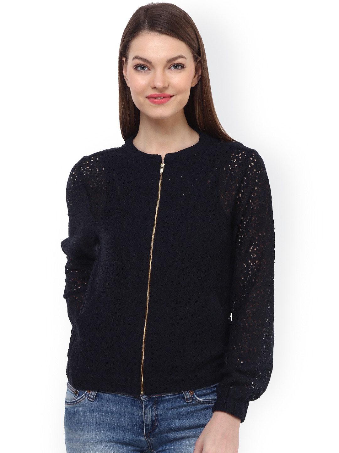 Buy Oxolloxo Black Lace Bomber Jacket Jackets for Women 1719961 Myntra