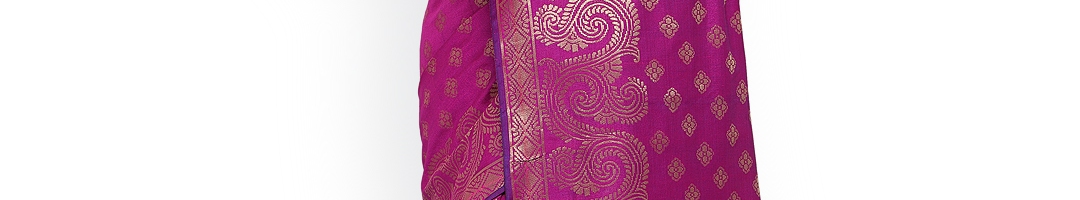 Buy Inddus Purple & Gold Toned Banarasi Art Silk Traditional Saree ...