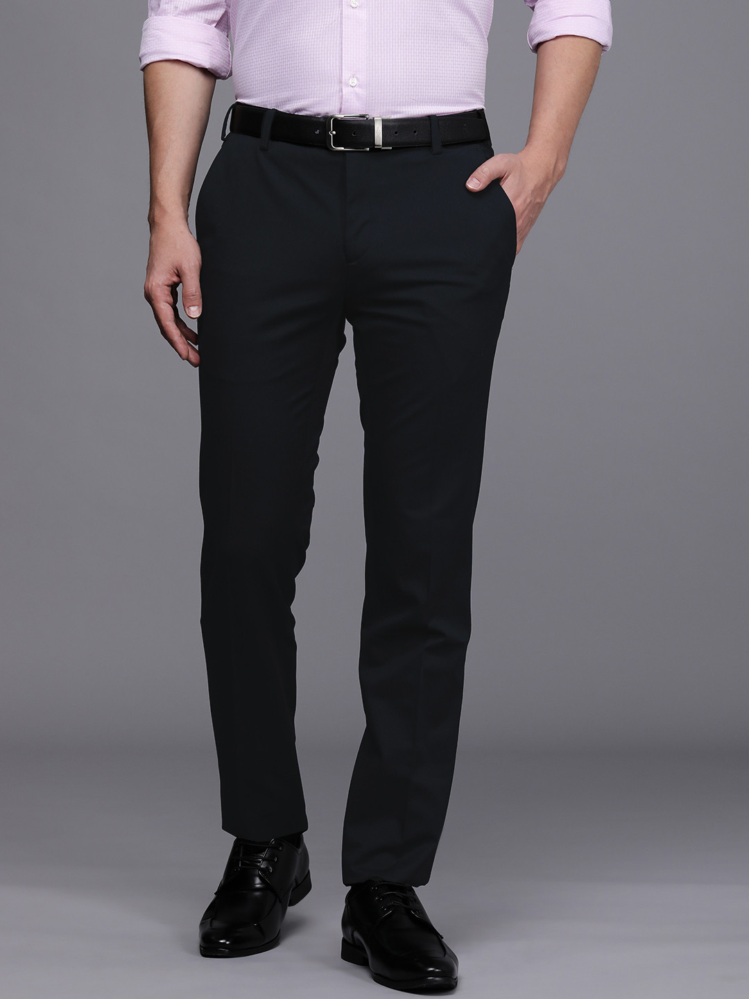 Buy Raymond Men Navy Blue Slim Fit Trousers - Trousers for Men 17201838 ...