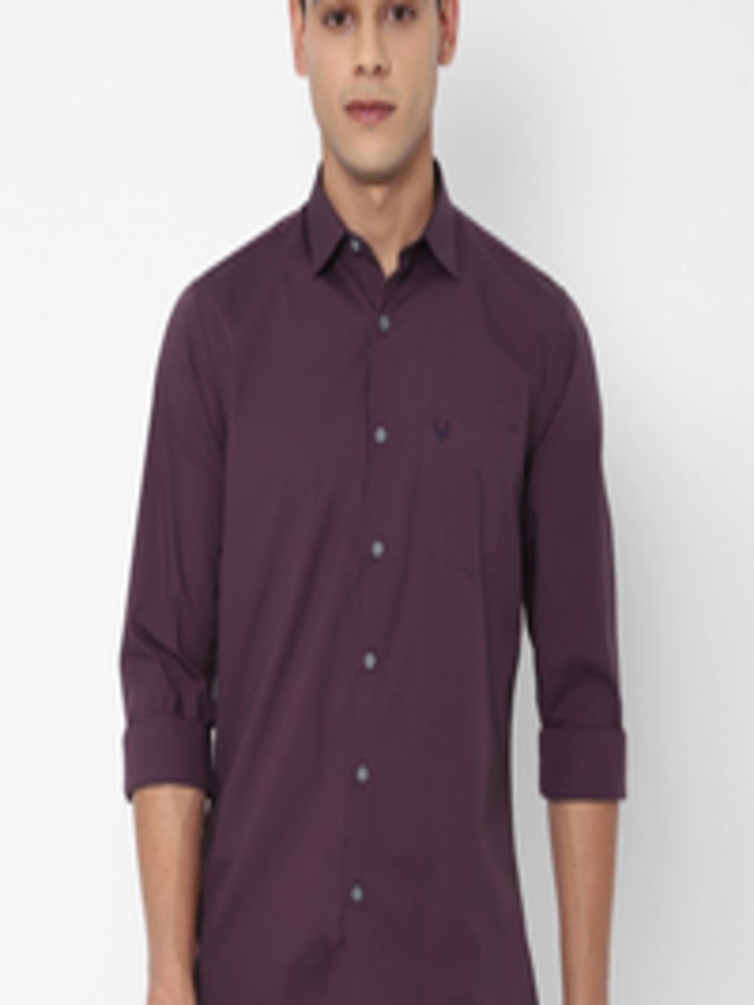 Buy Allen Solly Men Purple Slim Fit Printed Casual Cotton Shirt ...
