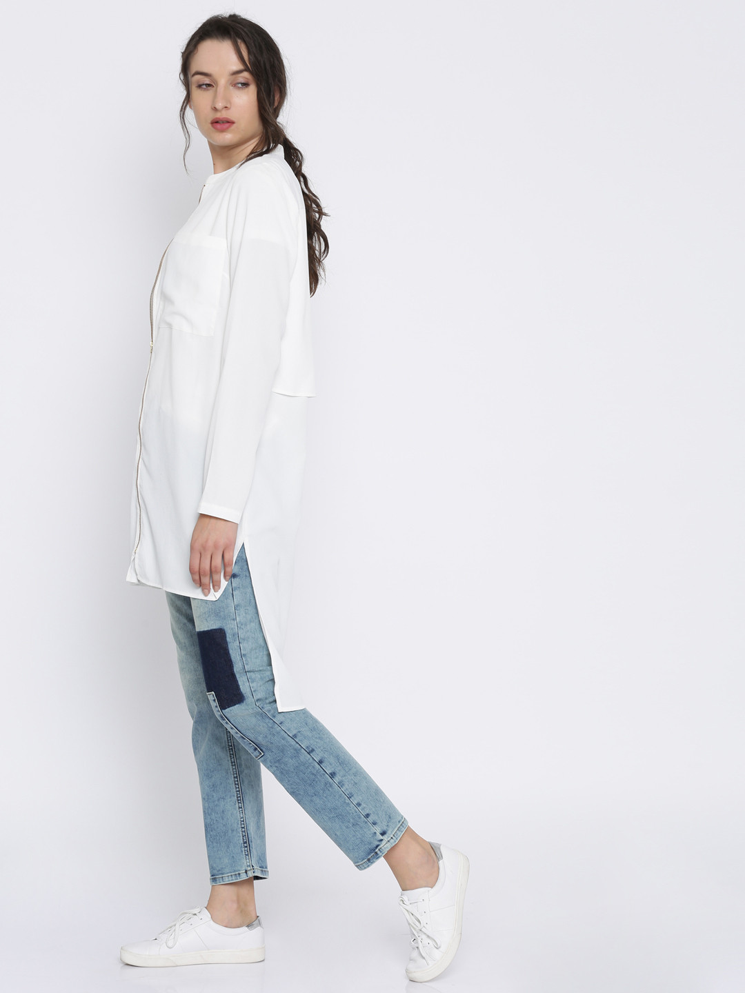 Buy Vero Moda Women White Solid Shirt Style High Low Top - Tops for